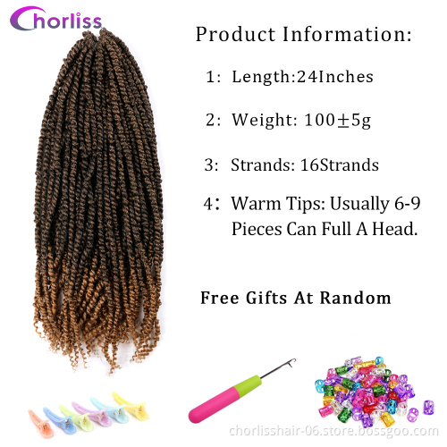 Wholesale Ombre Black Burg Pre Passion Twist Crochet Braiding Hair 22'' Synthetic Crochet Braid Hair Extension For Women